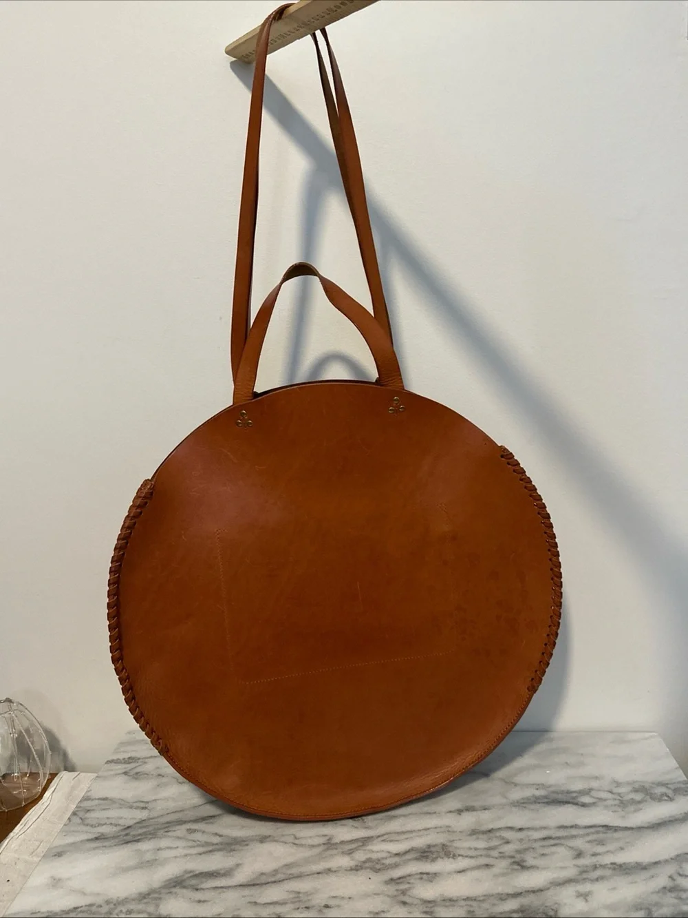 Rare Jerome Dreyfuss Paris Héctor round leather bag double handles large size